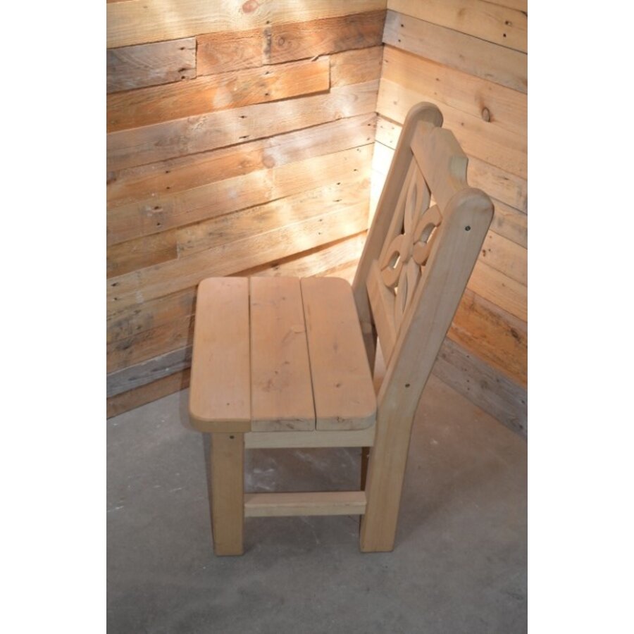 Zware houten tuinstoel met bloem rugleuning-7