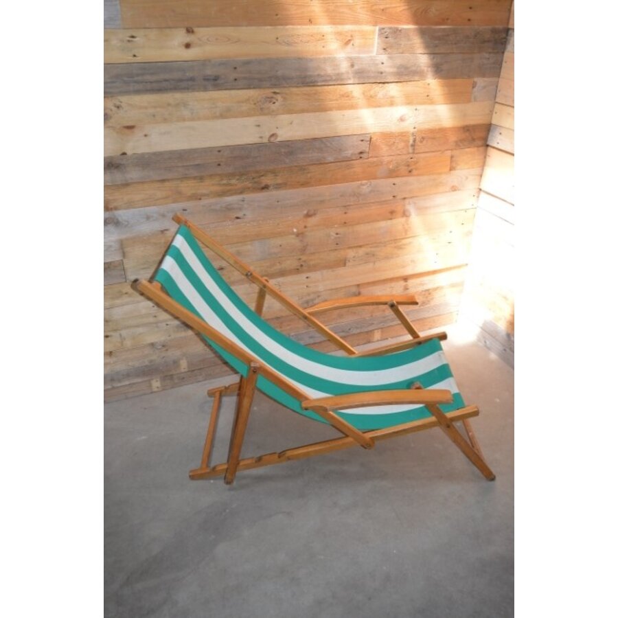 Vintage inklapbare strandstoel van beukenhout-1