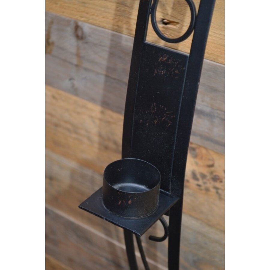 Set van 2 zwarte metalen wandkandelaars-4