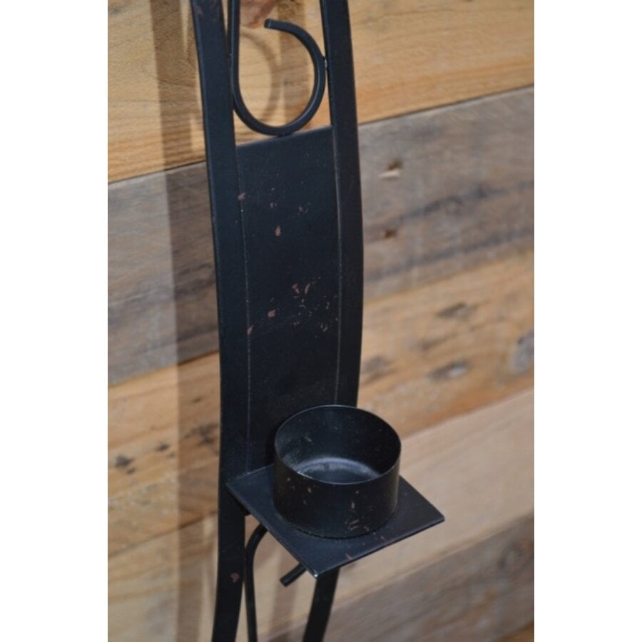 Set van 2 zwarte metalen wandkandelaars-6