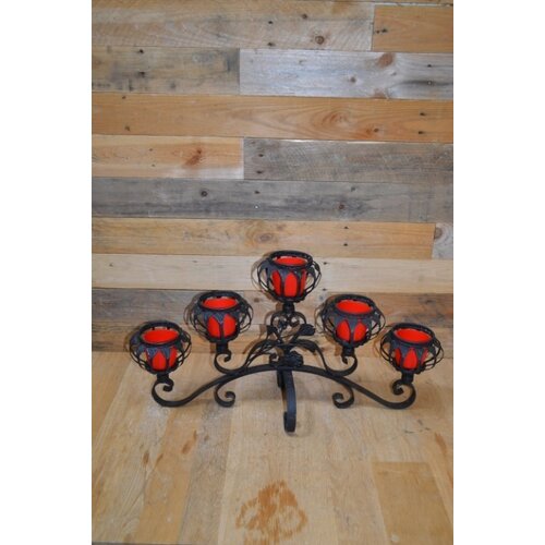 Metalen kandelaar met 5 bakjes 