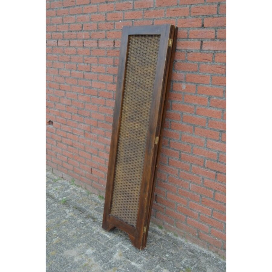 Kamerscherm teakhout met gevlochten bamboe-2