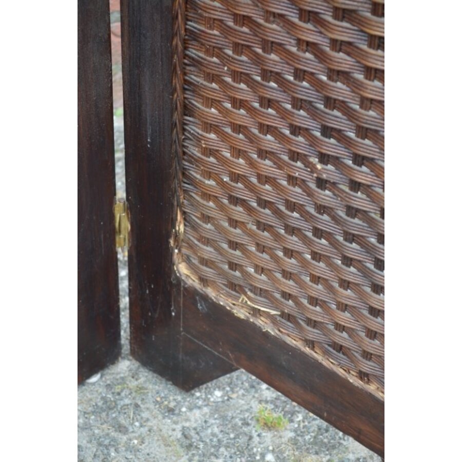 Kamerscherm teakhout met gevlochten bamboe-7