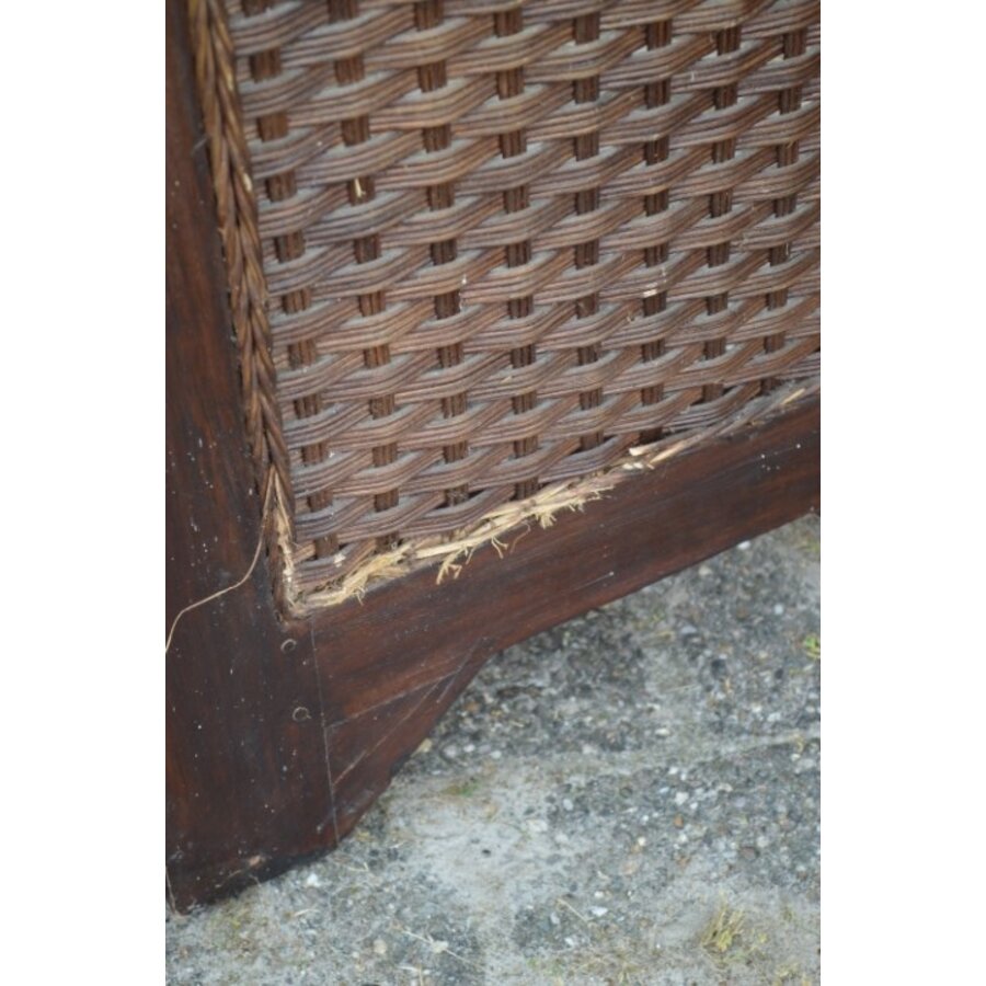 Kamerscherm teakhout met gevlochten bamboe-8