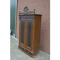 thumb-Antieke art deco kledingkast van oud grenen-2