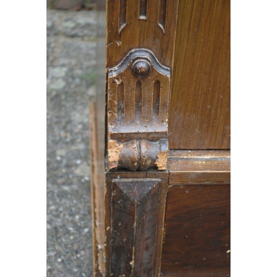 Antieke kledingkast oud grenen met kuif-6