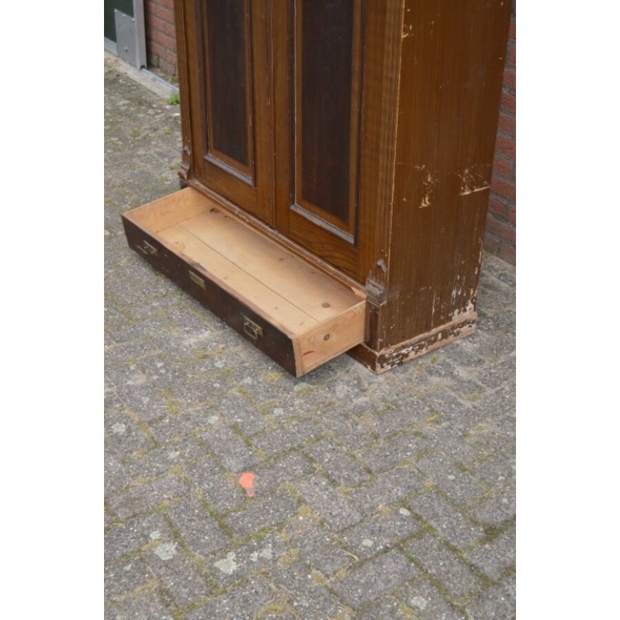 Antieke art deco kledingkast van oud grenen-7