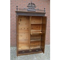 thumb-Antieke art deco kledingkast van oud grenen-8
