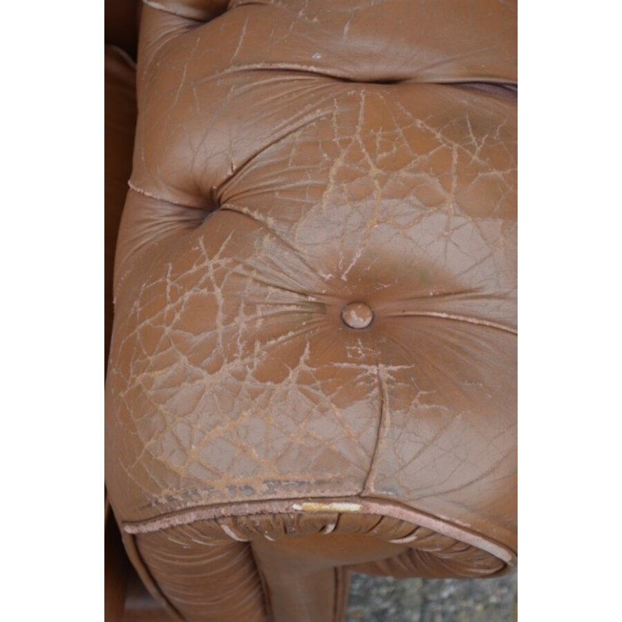 Engelse Chesterfield armfauteuil van leer-6