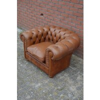 thumb-Engelse Chesterfield armfauteuil van leer-3