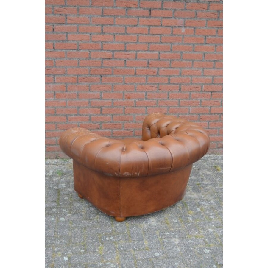 Engelse Chesterfield armfauteuil van leer-5