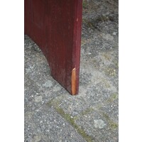 thumb-Donkerrode massief houten kerkbank vintage-4