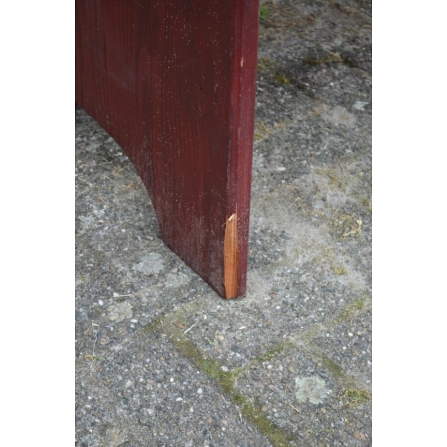 Donkerrode massief houten kerkbank vintage-4