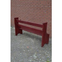 thumb-Donkerrode massief houten kerkbank vintage-5