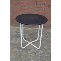 thumb-Jaren 50 rond tafeltje met metalen buizenframe-2