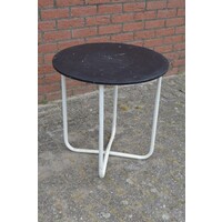 thumb-Jaren 50 rond tafeltje met metalen buizenframe-1