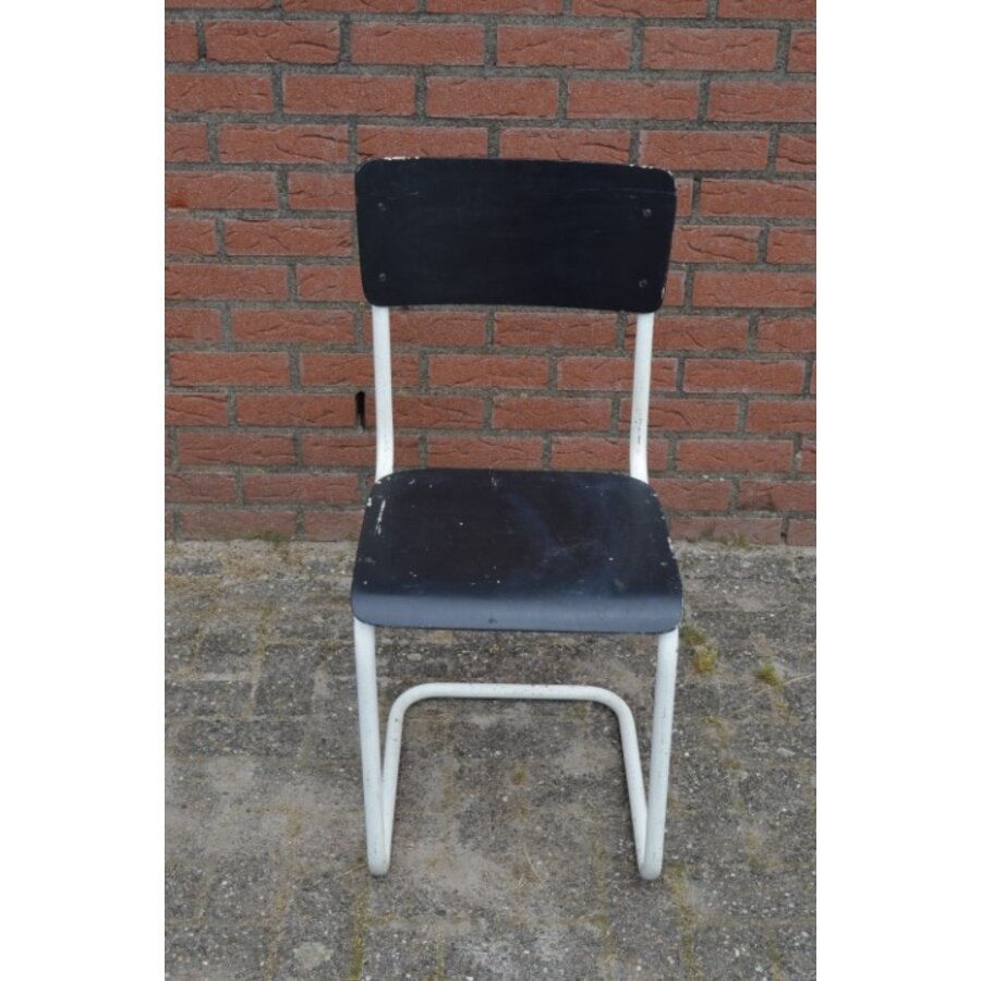 Vintage design stoel met wit buizenframe jaren 60-2