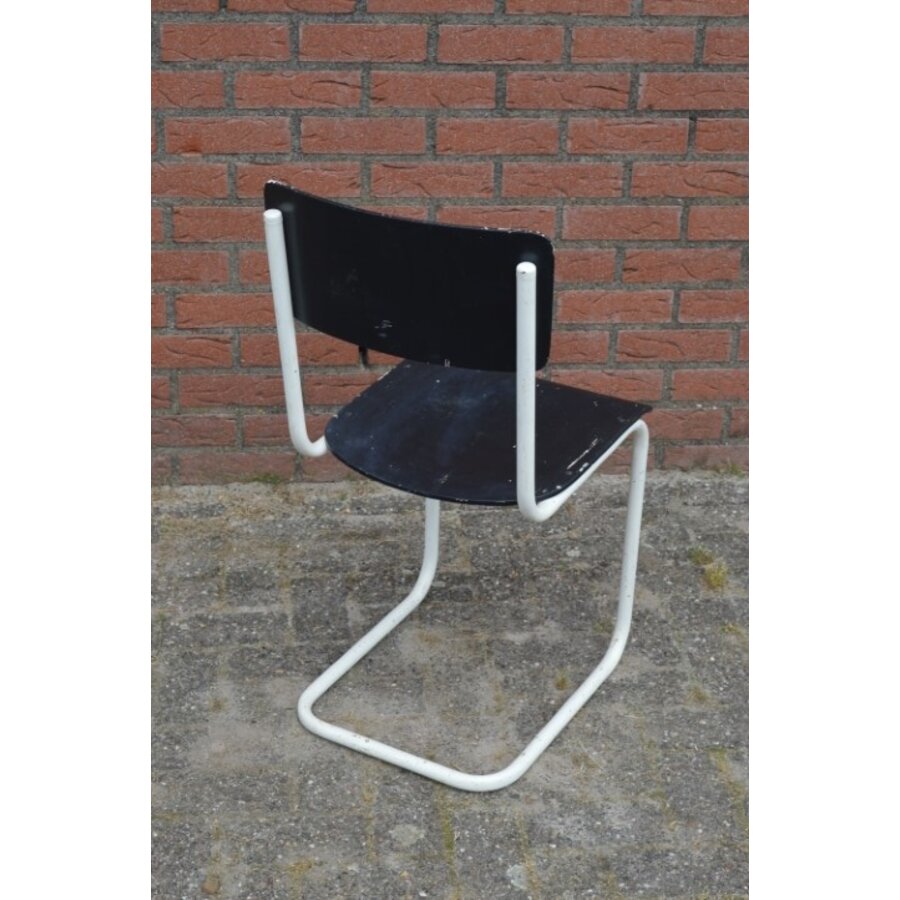 Vintage design stoel met wit buizenframe jaren 60-3
