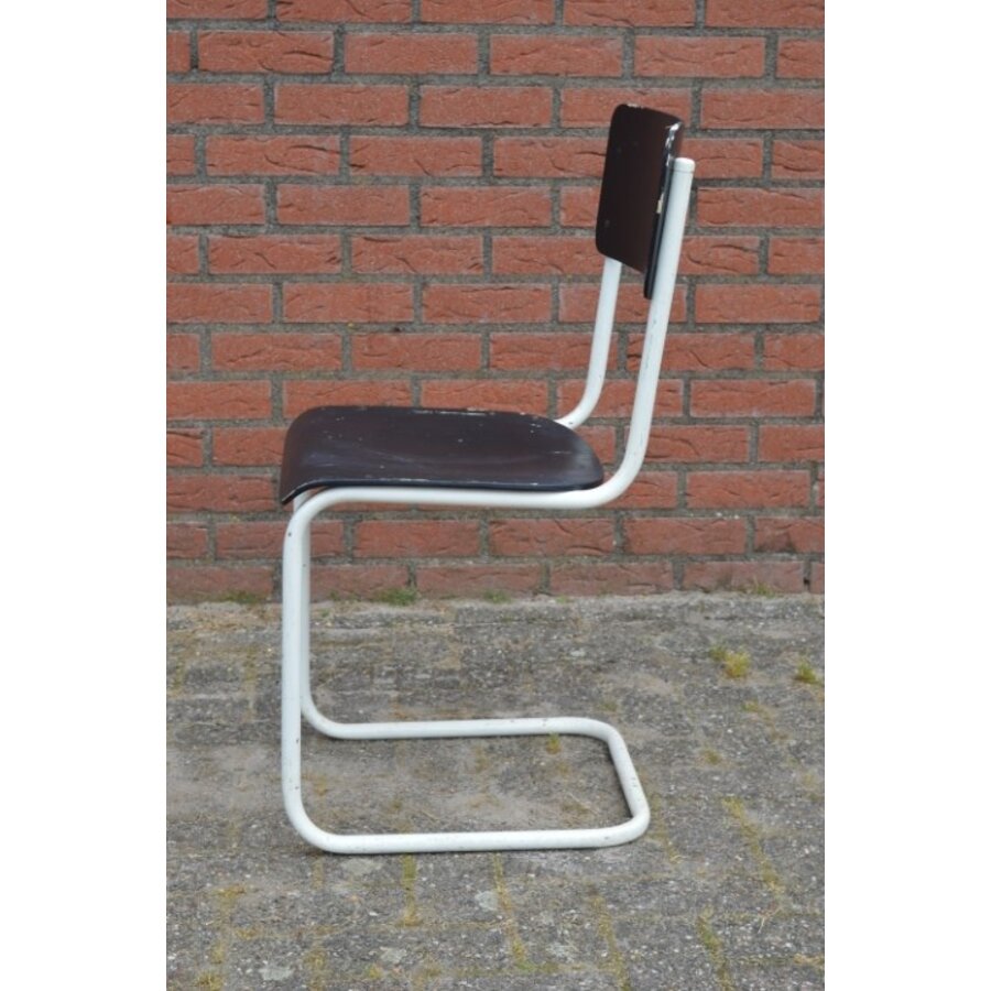 Vintage design stoel met wit buizenframe jaren 60-4