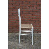 thumb-Witte houten stoel met een touw gevlochten zitting-5