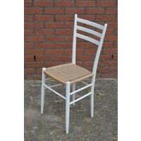 thumb-Witte houten stoel met een touw gevlochten zitting-1
