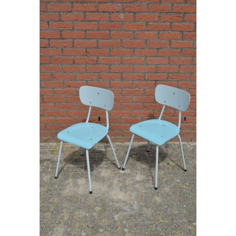 Set van 2 retro stoeltjes met pagwood en buisframe-5