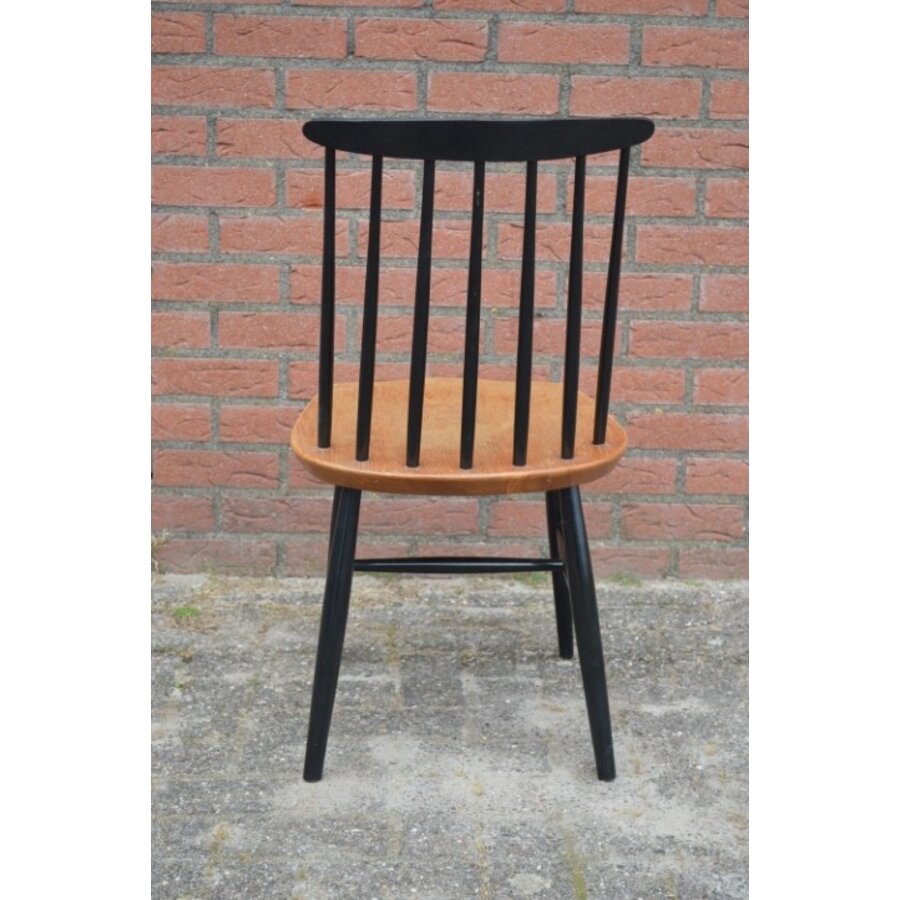 Spijlenstoel retro zwart en houtkleur-4