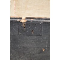 thumb-Antieke koffer hout met oud linnen bekleed-6