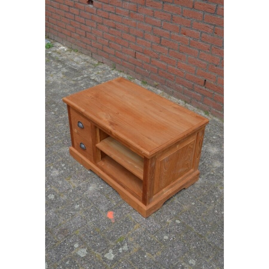 Massief teakhouten tv kast met laden en open vak-3