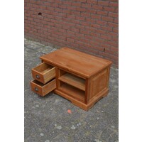 thumb-Massief teakhouten tv kast met laden en open vak-4