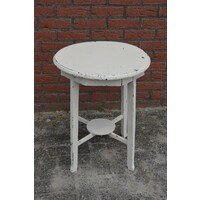 thumb-Bijzettafeltje massief eiken rond model wit geschilderd-1