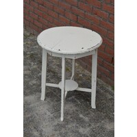 thumb-Bijzettafeltje massief eiken rond model wit geschilderd-2