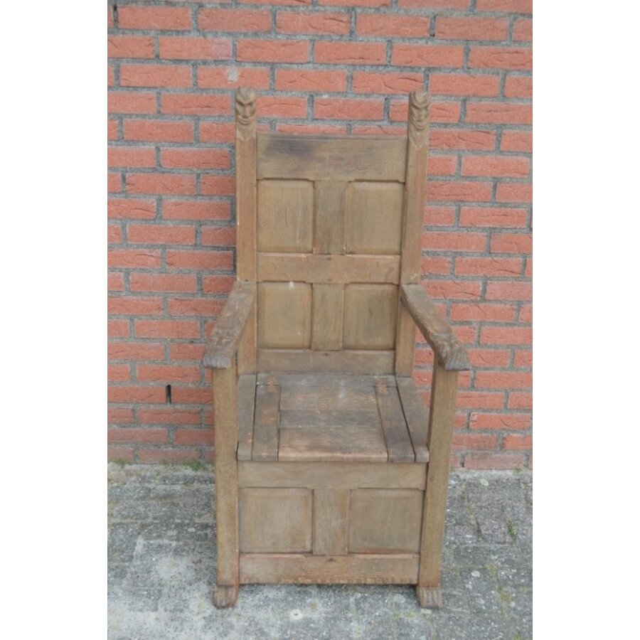 Antieke eiken bakstoel-2