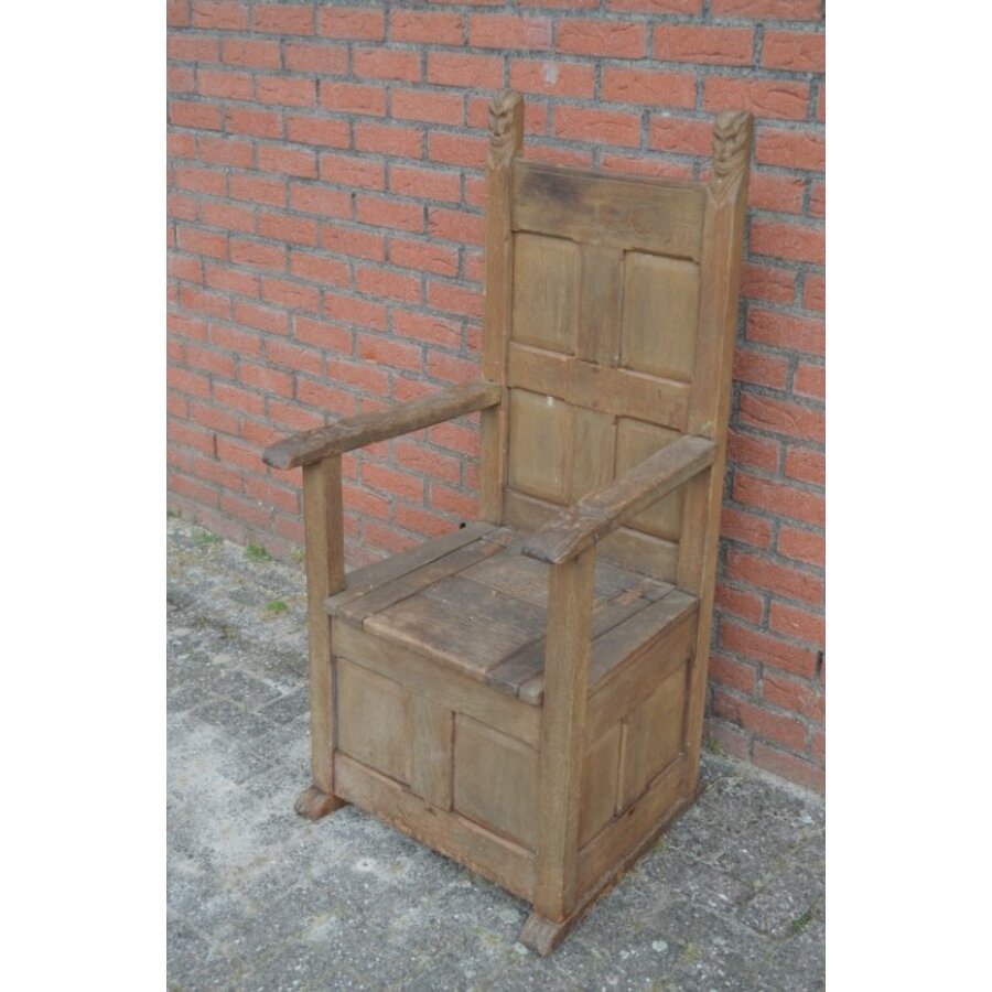 Antieke eiken bakstoel-3