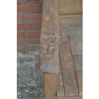 thumb-Antieke eiken bakstoel met opbergruimte en snijwerk-4