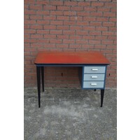 thumb-Mid-century retro bureau met metalen frame en ladenblok-2