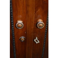 thumb-Antieke 2-deurs kledingkast met donker eiken fineer-6