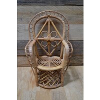 thumb-Vintage mini rotan pauwenstoel voor poppen-2