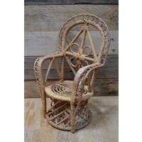 thumb-Vintage mini rotan pauwenstoel voor poppen-1