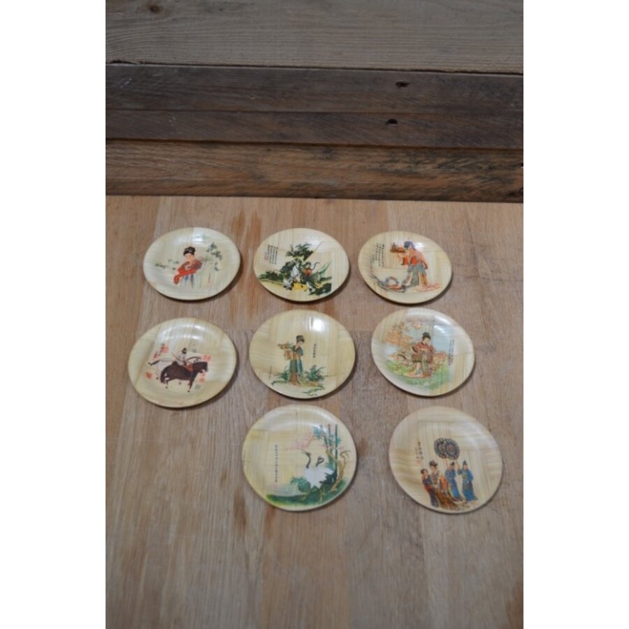 Aperatiefbordjes van bamboe retro 8 stuks-1