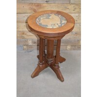 thumb-Art Deco pianokruk van eikenhout met gobelin bekleding-1