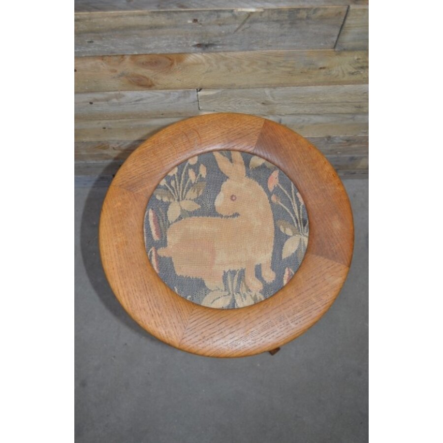 Art Deco pianokruk van eikenhout met gobelin bekleding-2
