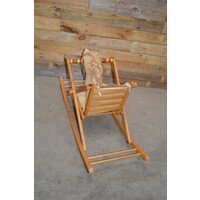 thumb-Ouderwets houten schommelpaard met stoffen zitje-7