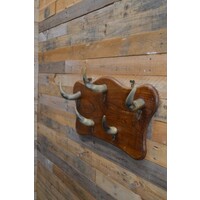 thumb-Vintage jagerskapstok van hout met koeienhorens-2
