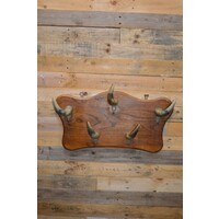 thumb-Vintage jagerskapstok van hout met koeienhorens-6