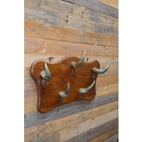 thumb-Vintage jagerskapstok van hout met koeienhorens-1