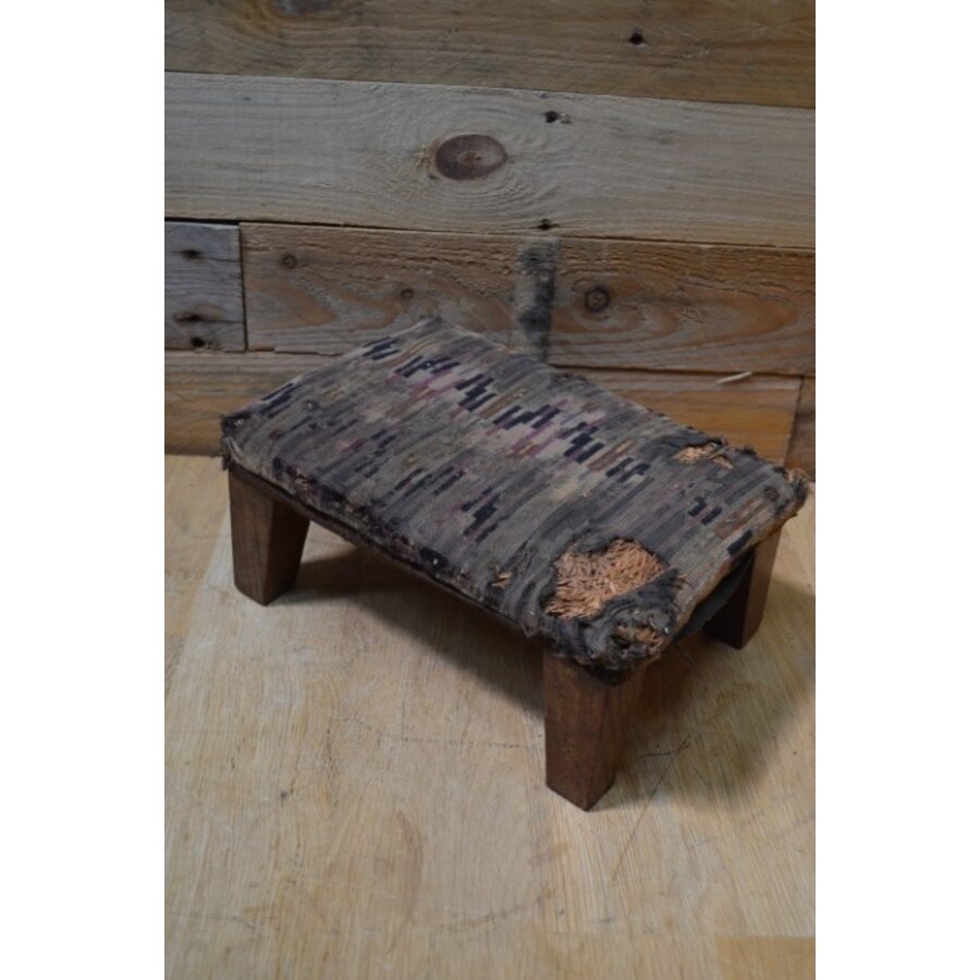 Antiek voetenbankje opknapper eikenhout-3