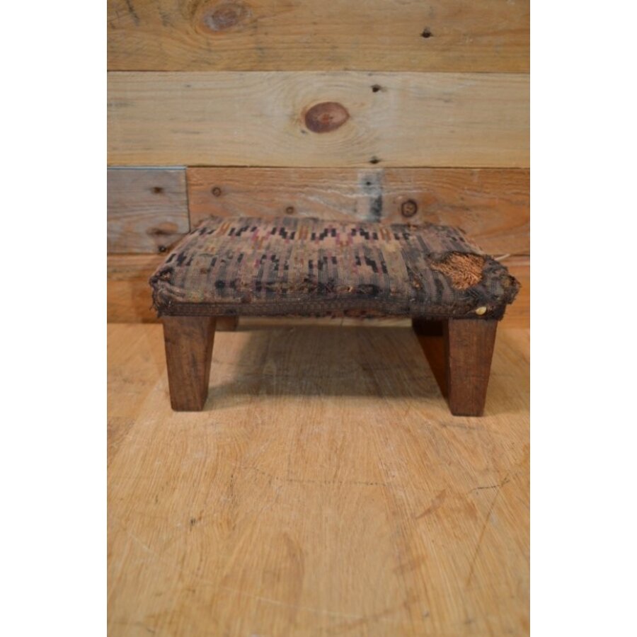 Antiek voetenbankje opknapper eikenhout-4