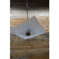thumb-Jaren 60 plafond hanglamp met vierkante glazen kap-1