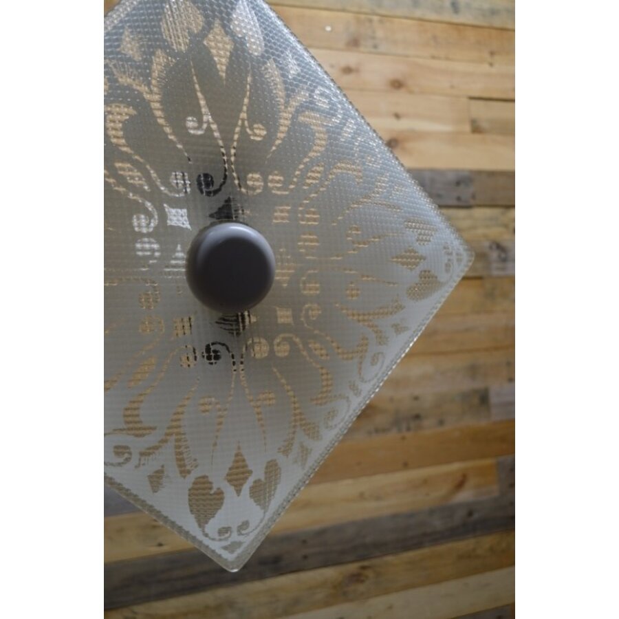 Jaren 60 plafond hanglamp met vierkante glazen kap-2